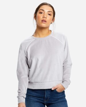 US Blanks US538 Women’s Velour Cropped Long Sleeve Pullover Top