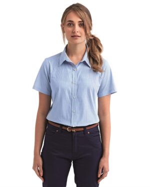 Artisan Collection by Reprime RP321 Women’s Microcheck Gingham Short Sleeve Cotton Dress Shirt