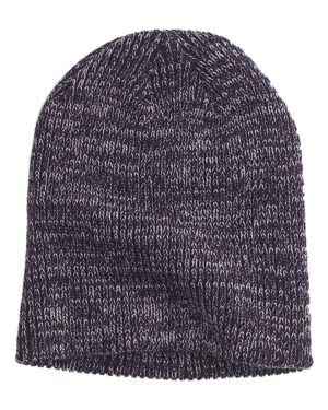 Big Accessories BA524 Ribbed Marled Beanie – Black/ Grey