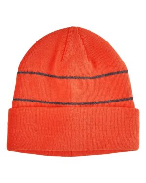Big Accessories BA535 Reflective Cuffed Beanie – Neon Orange