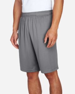 Team 365 TT11SH Men’s Zone Performance Shorts – Sport Graphite (on model side)