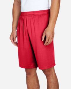 Team 365 TT11SH Men’s Zone Performance Shorts – Sport Red (on model side)