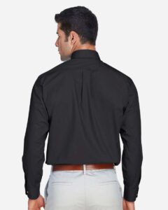 Devon & Jones D620 Men’s Crown Collection® Broadcloth Woven Dress Shirt – Black (on model back)