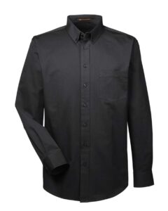 Harriton M581 Men’s Foundation Cotton Twill Dress Shirt with Teflon – Black