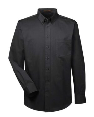 Harriton M581 Men’s Foundation Cotton Twill Dress Shirt with Teflon – Black