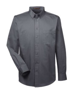 Harriton M581 Men’s Foundation Cotton Twill Dress Shirt with Teflon – Dark Charcoal
