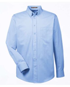 Harriton M581 Men’s Foundation Cotton Twill Dress Shirt with Teflon – Industry Blue