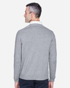 Devon & Jones D475 Men’s V-Neck Sweater – Grey Heather (on model back)