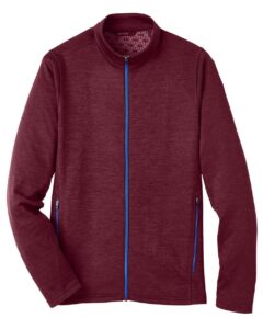 North End NE712 Men’s Flux 2.0 Full-Zip Jacket – Burgundy Heather/ Olympic Blue