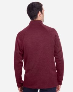 North End NE712 Men’s Flux 2.0 Full-Zip Jacket – Burgundy Heather/ Olympic Blue (on model back)
