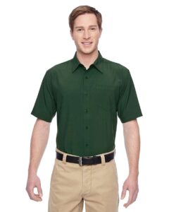 Harriton M610S Men’s Paradise Short Sleeve Performance Shirt – Palm Green (on model)