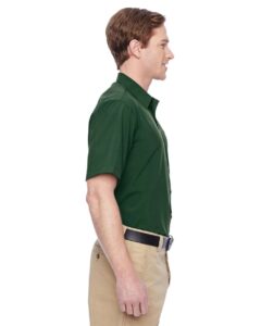 Harriton M610S Men’s Paradise Short Sleeve Performance Shirt – Palm Green (on model side)