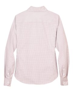Devon & Jones DG510W Women’s Crown Collection® Micro Tattersall Woven Dress Shirt – White/ Burgundy/ Silver (back)