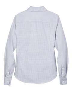 Devon & Jones DG510W Women’s Crown Collection® Micro Tattersall Woven Dress Shirt – White/ Navy/ Crystal (back)