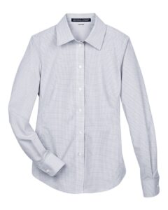 Devon & Jones DG510W Women’s Crown Collection® Micro Tattersall Woven Dress Shirt – White/ Navy/ Crystal