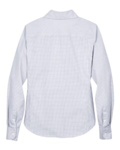 Devon & Jones DG510W Women’s Crown Collection® Micro Tattersall Woven Dress Shirt – White/ Silver/ Slate (back)