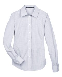 Devon & Jones DG510W Women’s Crown Collection® Micro Tattersall Woven Dress Shirt – White/ Silver/ Slate