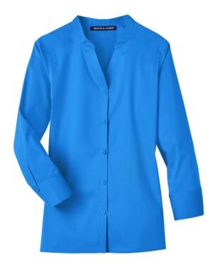 Devon & Jones DG560W Women’s Crown Collection® Stretch Broadcloth Three-Quarter Sleeve Blouse – French Blue