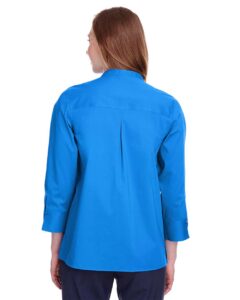 Devon & Jones DG560W Women’s Crown Collection® Stretch Broadcloth Three-Quarter Sleeve Blouse – French Blue (on model back)