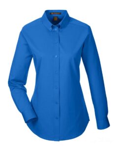 Harriton M581W Women’s Foundation Cotton Twill Shirt with Teflon – French Blue