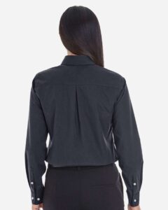 Devon & Jones DG534W Women’s Crown Collection® Striped Woven Dress Shirt – Black/ Graphite (on model back)