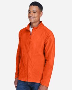 Team 365 TT90 Men’s Campus Microfleece Jacket – Sport Orange (on model side)
