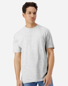 Gildan 3000 Unisex Light Cotton T-Shirt – Ash (on model)