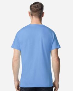 Gildan 3000 Unisex Light Cotton T-Shirt – Carolina Blue (on model back)