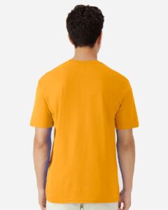 Gildan 3000 Unisex Light Cotton T-Shirt – Gold (on model back)