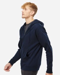 Independent Trading Co. SS4500Z Unisex Midweight Full-Zip Hooded Sweatshirt – Classic Navy (on model side)