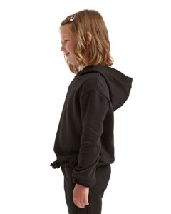 TriDri TD85B Youth Maria Hooded Sweatshirt – Black (on model side)