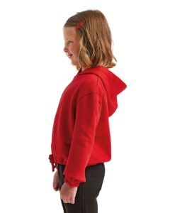 TriDri TD85B Youth Maria Hooded Sweatshirt – Fire Red (on model side)