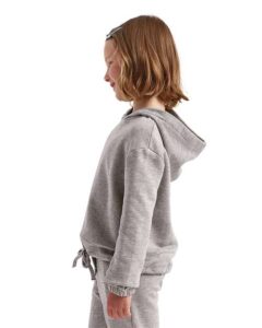 TriDri TD85B Youth Maria Hooded Sweatshirt – Heather Grey (on model side)
