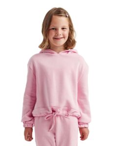 TriDri TD85B Youth Maria Hooded Sweatshirt – Light Pink (on model)