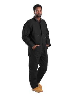Berne Apparel I417T Men’s Heritage Tall Duck Insulated Coverall – Black (on model)