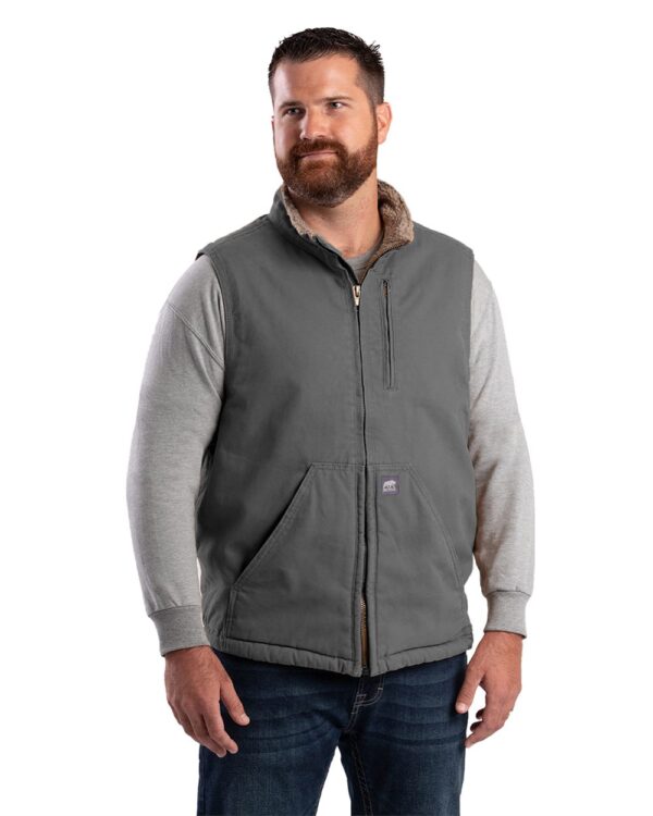 Berne Apparel Men’s Heartland Sherpa-Lined Washed Duck Vest