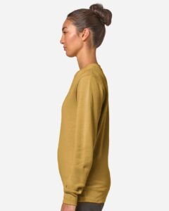 Lane Seven LS14004 Unisex Premium Crewneck Sweatshirt – Antique Gold (on model side)