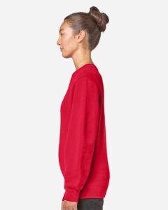 Lane Seven LS14004 Unisex Premium Crewneck Sweatshirt – Cardinal (on model side)