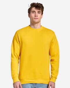 Lane Seven LS14004 Unisex Premium Crewneck Sweatshirt – Lemon (on model)
