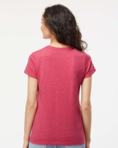 M&O 4810 Women’s Gold Soft Touch T-Shirt – Heather Pink (on model back)