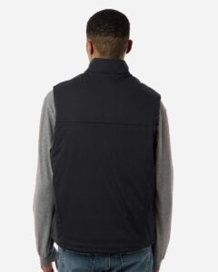 CORE365 CE716 Unisex Techno Lite Flat-Fill Insulated Vest – Black (on model back)