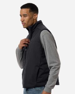 CORE365 CE716 Unisex Techno Lite Flat-Fill Insulated Vest – Black (on model side)