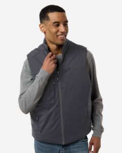 CORE365 CE716 Unisex Techno Lite Flat-Fill Insulated Vest – Carbon (on model)