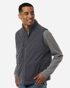 CORE365 CE716 Unisex Techno Lite Flat-Fill Insulated Vest – Carbon (on model side)