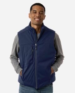 CORE365 CE716 Unisex Techno Lite Flat-Fill Insulated Vest – Classic Navy (on model)