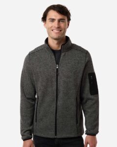 North End NE730 Men’s Jasper Full-Zip Fleece Jacket – Black/ Grey (on model)
