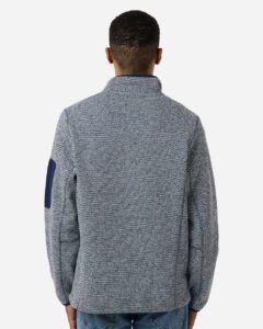 North End NE730 Men’s Jasper Full-Zip Fleece Jacket – Classic Navy/ White (on model back)
