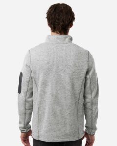 North End NE730 Men’s Jasper Full-Zip Fleece Jacket – Grey/ White (on model back)