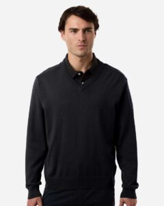 Devon & Jones DG445 Men’s New Classics V-Neck Sweater – Black (on model)
