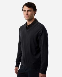 Devon & Jones DG445 Men’s New Classics V-Neck Sweater – Black (on model side)
